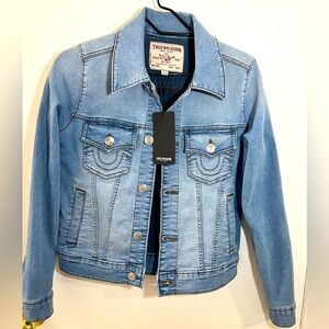 NWT True Religion Jesse SN SLIM DENIM Jacket Sz S New $159 Light Rainy Wash